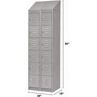 Lockers, 6 -tier, Bank of 2, 24" x 18" x 82", Steel, Grey, Knocked Down Duraquip Inc