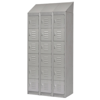 Lockers, 6 -tier, Bank of 3, 36" x 18" x 82", Steel, Grey, Knocked Down Duraquip Inc
