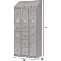 Lockers, 6 -tier, Bank of 3, 36" x 18" x 82", Steel, Grey, Knocked Down Duraquip Inc