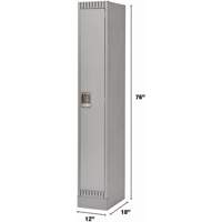 Lockers, 12" x 18" x 76", Steel, Grey, Knocked Down Duraquip Inc