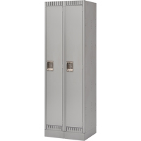 Lockers, Bank of 2, 24" x 18" x 76", Steel, Grey, Knocked Down Duraquip Inc