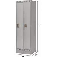 Lockers, Bank of 2, 24" x 18" x 76", Steel, Grey, Knocked Down Duraquip Inc