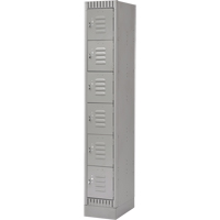 Lockers, 6 -tier, 12" x 18" x 76", Steel, Grey, Knocked Down Duraquip Inc