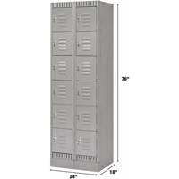 Lockers, 6 -tier, Bank of 2, 24" x 18" x 76", Steel, Grey, Knocked Down Duraquip Inc