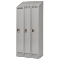 Lockers, Bank of 3, 36" x 18" x 86", Steel, Grey, Knocked Down Duraquip Inc
