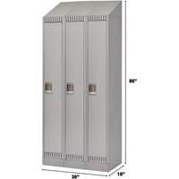 Lockers, Bank of 3, 36" x 18" x 86", Steel, Grey, Knocked Down Duraquip Inc