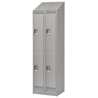 Lockers, 2 -tier, Bank of 2, 24" x 18" x 86", Steel, Grey, Knocked Down Duraquip Inc