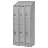 Lockers, 2 -tier, Bank of 3, 36" x 18" x 86", Steel, Grey, Knocked Down Duraquip Inc