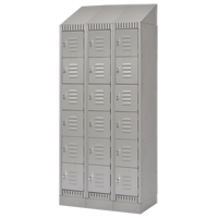 Lockers, 6 -tier, Bank of 3, 36" x 18" x 86", Steel, Grey, Knocked Down Duraquip Inc