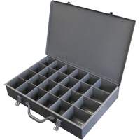 Steel Scoop Compartment Boxes, 17.875" W x 12" D x 3" H, 24 Compartments Duraquip Inc