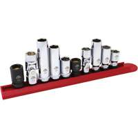 Jeu de douilles chrom&eacute;es avec rail, 10 Morceaux, Prise de 1/4"/3/8" Duraquip Inc