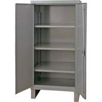 Extra Heavy-Duty Cabinet, Steel, 3 Shelves, 66" H x 36" W x 24" D, Grey Duraquip Inc