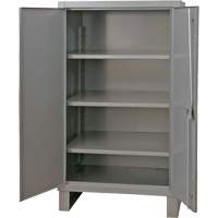 Extra Heavy-Duty Cabinet, Steel, 3 Shelves, 66" H x 48" W x 24" D, Grey Duraquip Inc