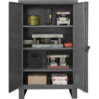 Extra Heavy-Duty Cabinet, Steel, 3 Shelves, 66" H x 60" W x 24" D, Grey Duraquip Inc