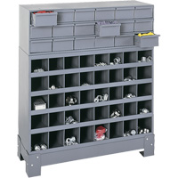 Unité de stockage modulaire pour petites pièces, Acier, 18 tiroirs, 33-3/4" x 12-1/4" x 40-1/2", Gris FN374 | Duraquip Inc