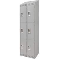 Lockers, 3 -tier, Bank of 2, 24" x 18" x 82", Steel, Grey, Knocked Down FN665 | Duraquip Inc