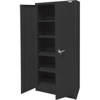 Armoire d'entreposage, Acier, 4 Tablettes, 66" h x 30" la x 15" P, Noir Duraquip Inc