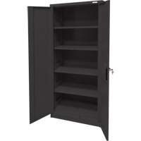Armoire d'entreposage, Acier, 4 Tablettes, 66" h x 30" la x 15" P, Noir Duraquip Inc