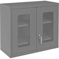 Armoire de rangement murale avec portes transparentes, 26-15/16" h x 29-7/8" la x 13-11/16" p, 2 tablettes, Acier, Gris Duraquip Inc