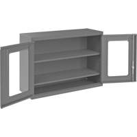 Armoire de rangement murale avec portes transparentes, 26-15/16" h x 35-7/8" la x 13-11/16" p, 2 tablettes, Acier, Gris Duraquip Inc