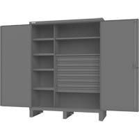 Wardrobe Cabinet with Standard Recessed Doors, Steel, 60" W x 24" D x 78" H, Grey Duraquip Inc