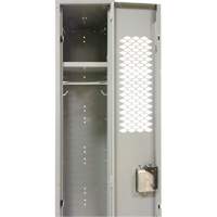 Vented Lockers, Bank of 3, 36 x 18" x 88", Steel, Grey, Knocked Down, Perforated Duraquip Inc