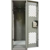 Vented Lockers, 2 -tier, Bank of 3, 36 x 18" x 88", Steel, Grey, Knocked Down, Perforated Duraquip Inc