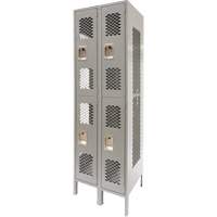 Vented Lockers, 2 -tier, Bank of 2, 24" x 18" x 78", Steel, Grey, Knocked Down, Perforated Duraquip Inc