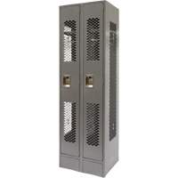 Vented Lockers, Bank of 2, 24" x 18" x 78", Steel, Grey, Knocked Down, Perforated Duraquip Inc