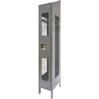 Vented Lockers, 12" x 18" x 88", Steel, Grey, Knocked Down, Perforated Duraquip Inc