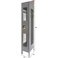 Vented Lockers, 12" x 18" x 88", Steel, Grey, Knocked Down, Perforated Duraquip Inc