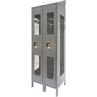 Vented Lockers, Bank of 2, 24" x 18" x 88", Steel, Grey, Knocked Down, Perforated Duraquip Inc