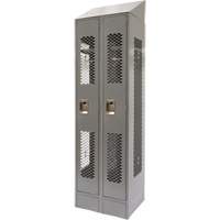 Vented Lockers, Bank of 2, 24" x 18" x 88", Steel, Grey, Knocked Down, Perforated Duraquip Inc