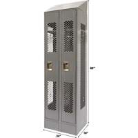 Vented Lockers, Bank of 2, 24" x 18" x 88", Steel, Grey, Knocked Down, Perforated Duraquip Inc