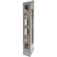 Vented Lockers, 2 -tier, 12" x 18" x 88", Steel, Grey, Knocked Down, Perforated Duraquip Inc