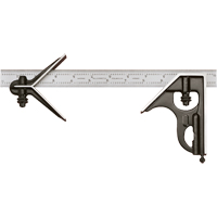 Combination Squares with Square Head & Centre Head - No. 33HC Series with Forged & Hardened Steel Heads, 18" L, 1/64" Graduations, Steel, Satin Duraquip Inc