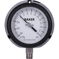 Pressure Gauge, 4-1/2" , 30"-0-30 psi, Bottom Mount, Liquid Filled Analogue Duraquip Inc