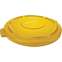 Round Brute&reg; Tops, Flat Lid, Plastic/Polyethylene, Fits Container Size: 22" Dia. Duraquip Inc