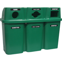 Recycling Containers Bullseye, Curbside, Plastic, 3 x 22 US Gal. Duraquip Inc