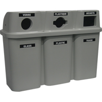 Recycling Containers Bullseye, Curbside, Plastic, 3 x 22 US Gal. Duraquip Inc