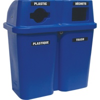 Recycling Containers Bullseye, Curbside, Plastic, 2 x 22 US gal. Duraquip Inc