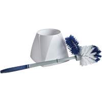 Brosse &agrave; cuvettes avec lave-rebord et valet, 15" l, Soies Synth&eacute;tique, Blanc Duraquip Inc