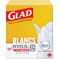 Petits sacs &agrave; ordures 25 L avec Febreze, R&eacute;gulier, 20" la x 20" lo, Blanc Duraquip Inc