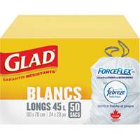 Tall 45L Febreze Garbage Bags, Regular, 24" W x 28" L, White Duraquip Inc
