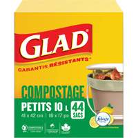 Petits sacs de compostage, R&eacute;gulier, 17" lo x 16" la, Brun, Capacit&eacute; de 10 L (3 gal.) Duraquip Inc