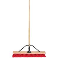 Push Broom with Braced Handle, 24", Medium, PVC Bristles Duraquip Inc