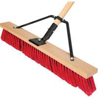 Push Broom with Braced Handle, 24", Medium, PVC Bristles Duraquip Inc