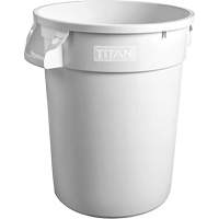 White Titan Heavy-Duty Garbage Container, Plastic, 20 US gal. Duraquip Inc
