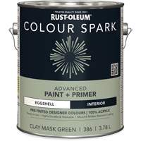Peinture int&eacute;rieure pr&eacute;teint&eacute;e + appr&ecirc;t mural Colour Spark, Vert masque en argile, Satin&eacute;, 3,78 L, Gallon Duraquip Inc