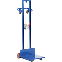 Platform Lift Stacker, Hand Winch Operated, 400 lbs. Capacity, 58" Max Lift Duraquip Inc